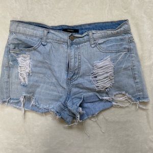 Light wash jean shorts